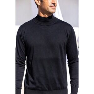 Nat Nast Luxury Originals Mens XL Black 100% Silk Mock Neck Sweater Vintage